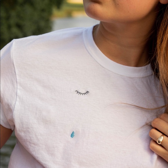 ‘Crying’ Handmade Embroidered Tee - Picture 3 of 6